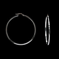 14K White Gold Estate Hoop Earrings
