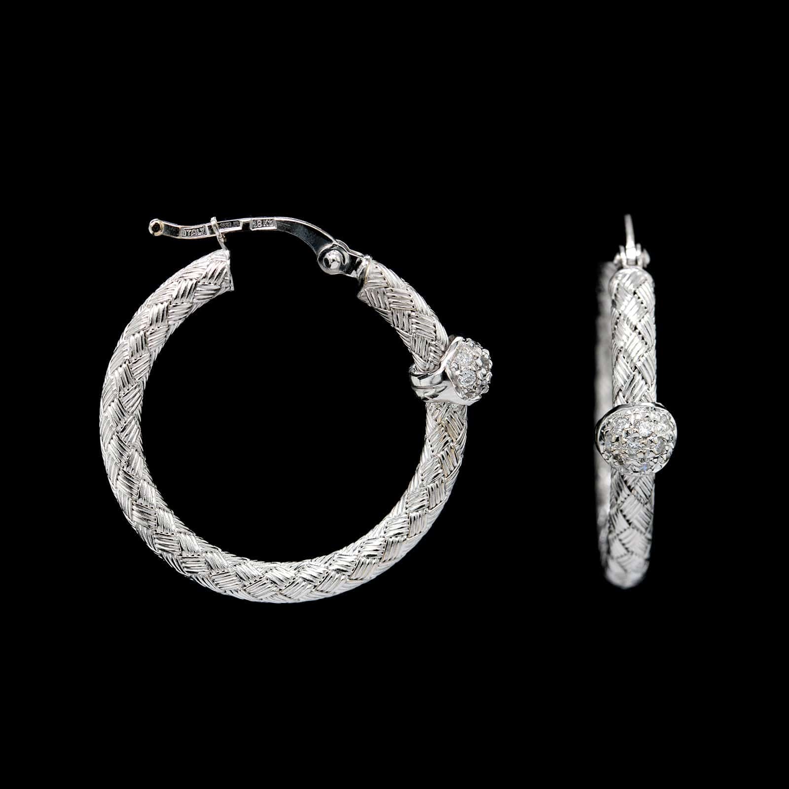 Roberto Coin 18K White Gold Estate Diamond Hoops