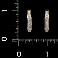 14K Two-tone Gold Estate Diamond Hoop Earrings
