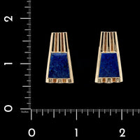 14K Yellow Gold Estate Lapis Earrings