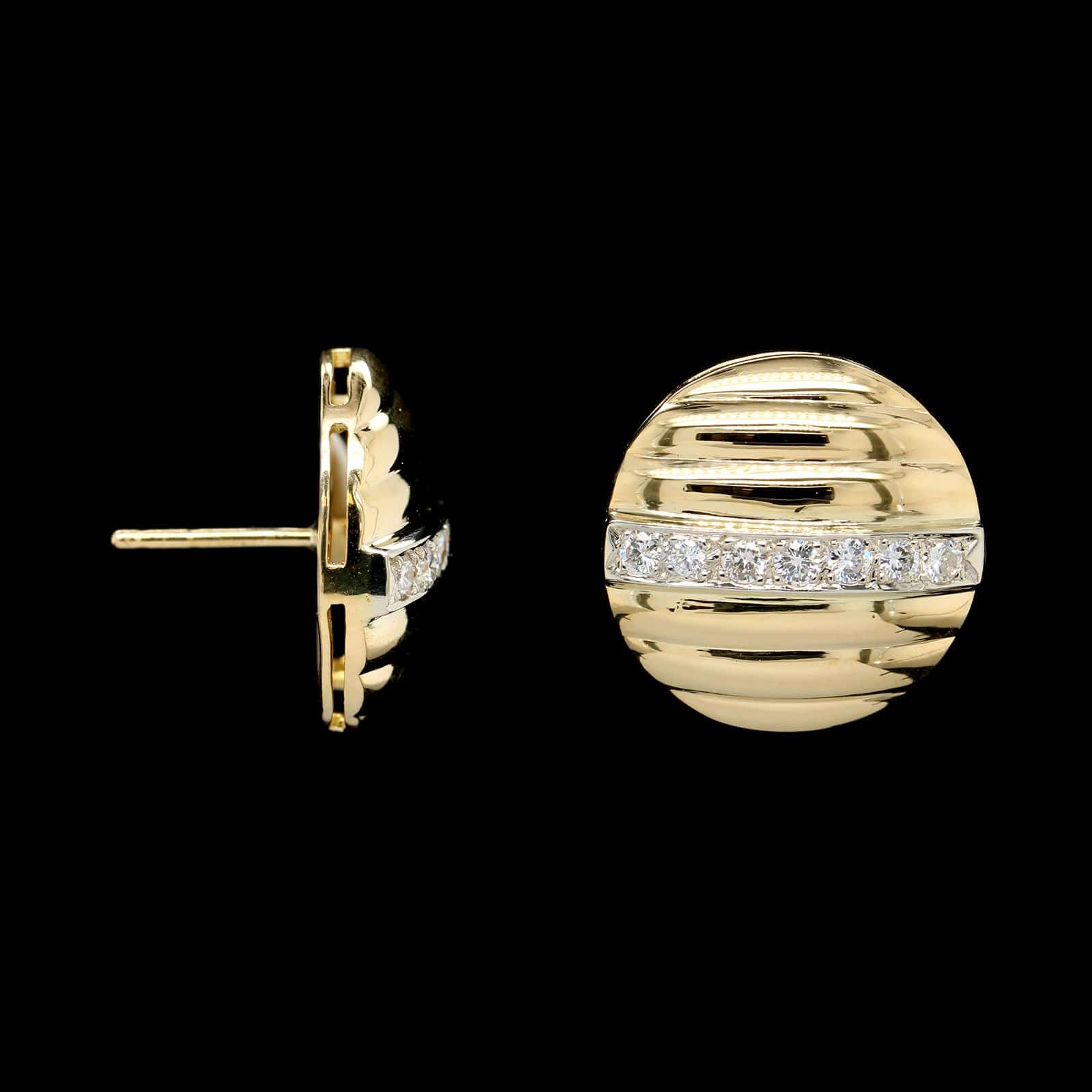 18K Yellow Gold Estate Diamond Earrings