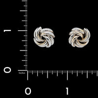 14K White Gold Estate Swirl Earrings