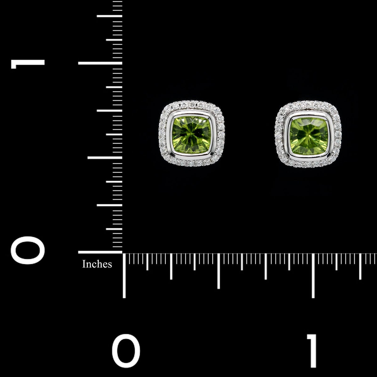 14K White Gold Estate Peridot and Diamond Earrings