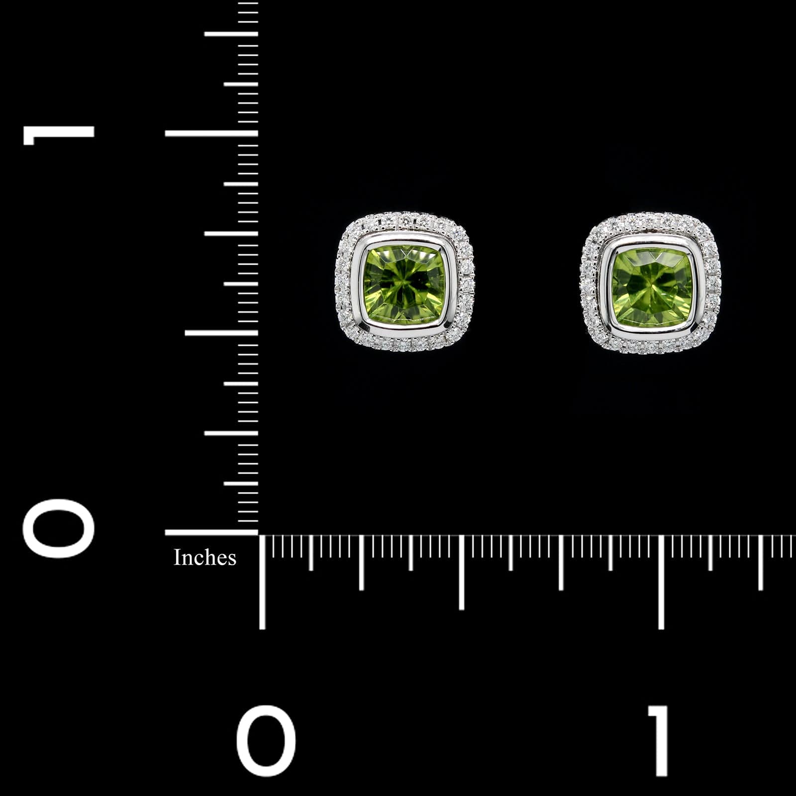 14K White Gold Estate Peridot and Diamond Earrings