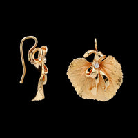 14K Yellow Gold Estate Diamond Leaf Ribbon Earrings