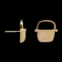 Bethany B 14K Yellow Gold Estate Open Basket Nantucket Stud Earrings