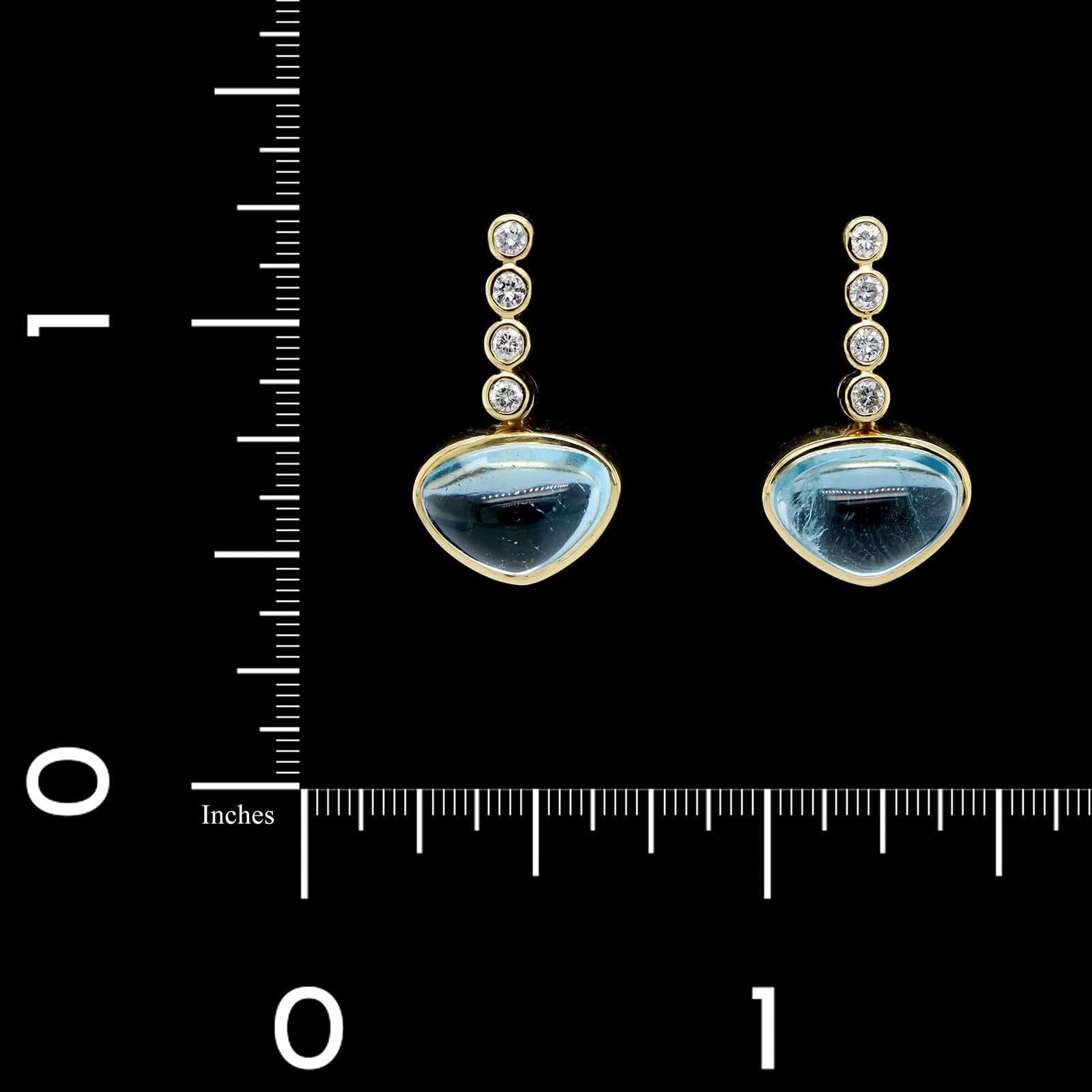 18K Yellow Gold Estate Blue Topaz and Diamond Earrings