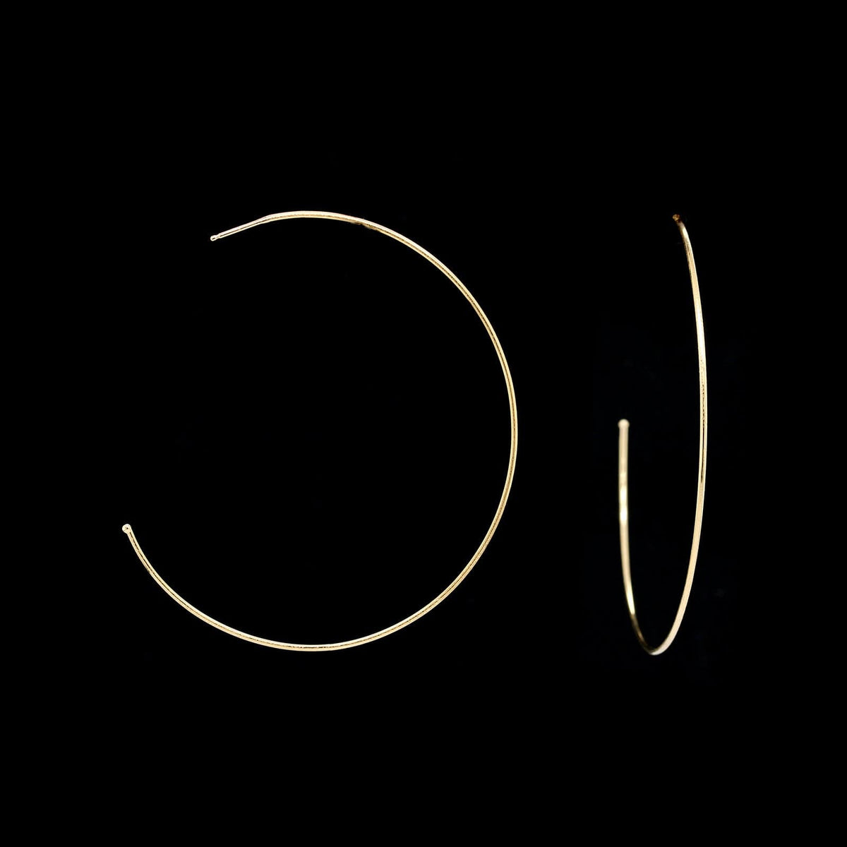 14K Yellow Gold Estate Large Half Hoop Earrings