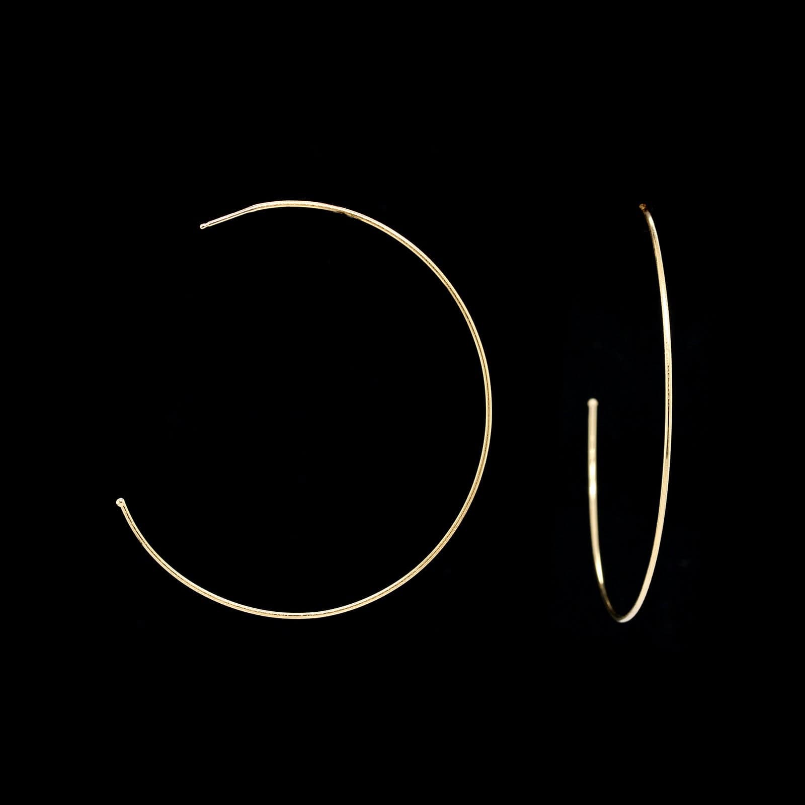 14K Yellow Gold Estate Large Half Hoop Earrings