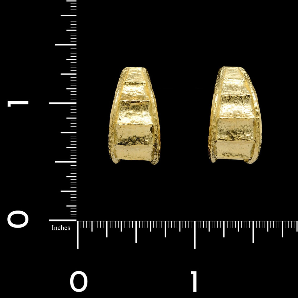 18K Yellow Gold Estate Textured Hoop Earrings