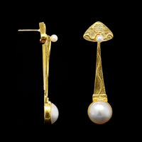 22K Yellow Gold Estate Mabe Pearl Drop Earrings