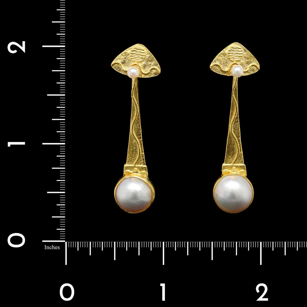 22K Yellow Gold Estate Mabe Pearl Drop Earrings