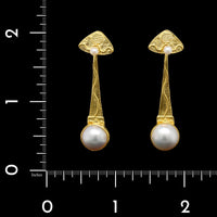 22K Yellow Gold Estate Mabe Pearl Drop Earrings