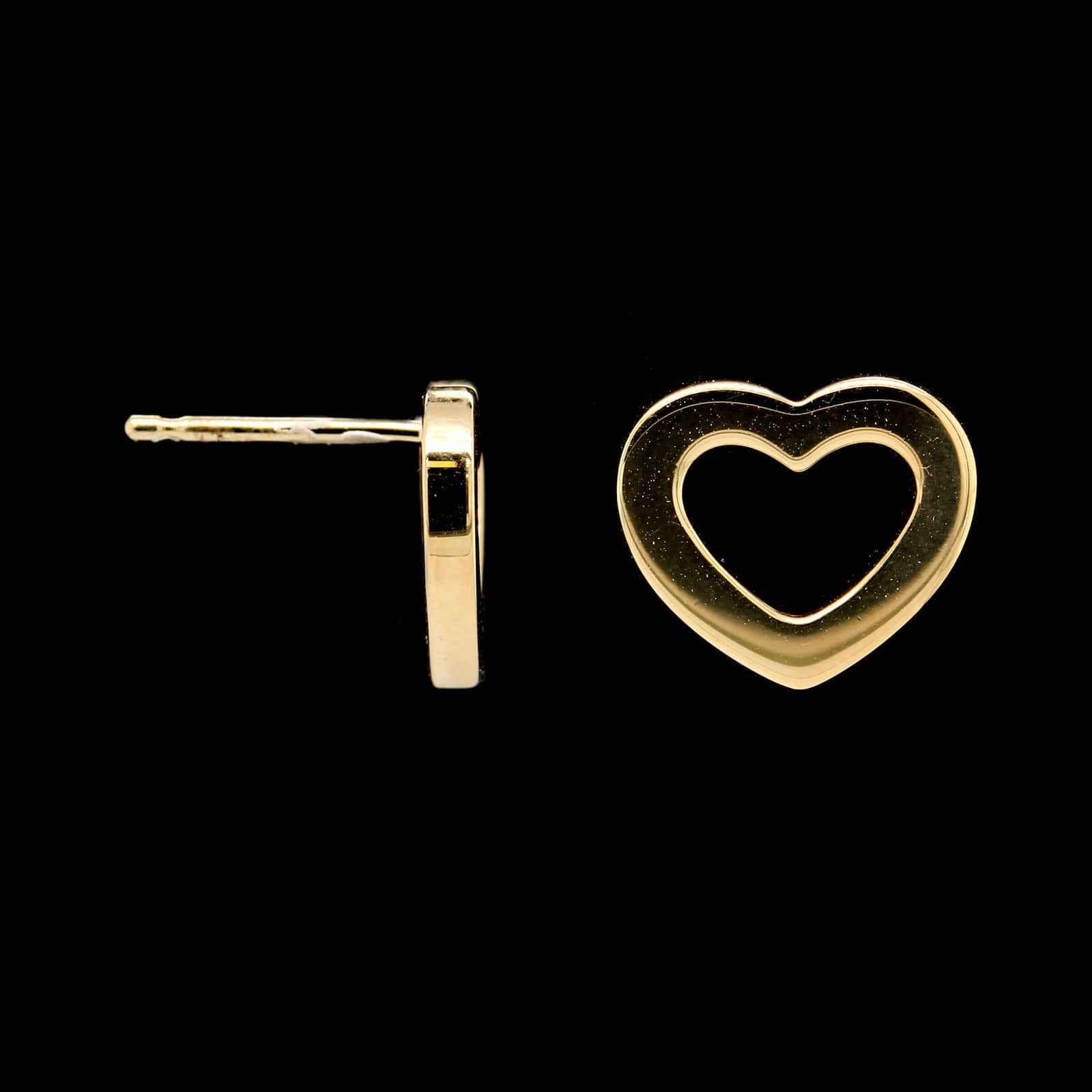 Tiffany & Co. 18k Yellow Gold Estate Open Heart Stud Earrings