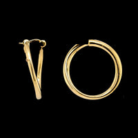 Roberto Coin 18K Yellow Gold Estate Bypass Hoop Earrings