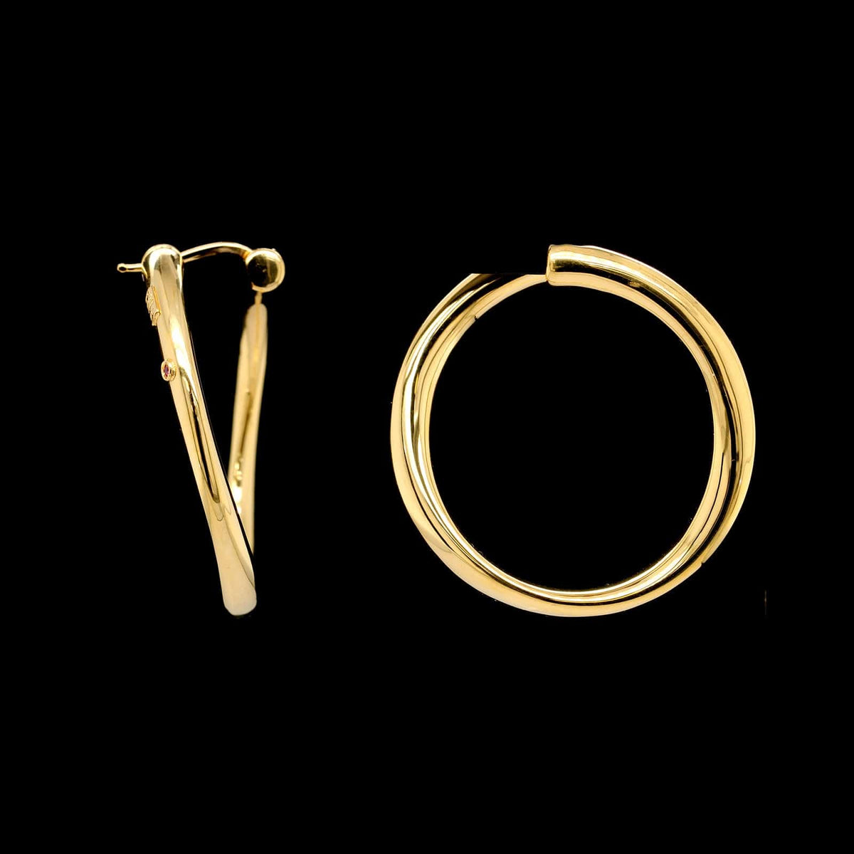 Roberto Coin 18K Yellow Gold Estate Bypass Hoop Earrings