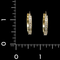 14K Yellow Gold Estate Diamond Hoop Earrings