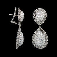 18K White Gold Estate&nbsp; Diamond Pave Drop Earrings