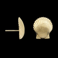 14K Yellow Gold Estate Shell Earrings