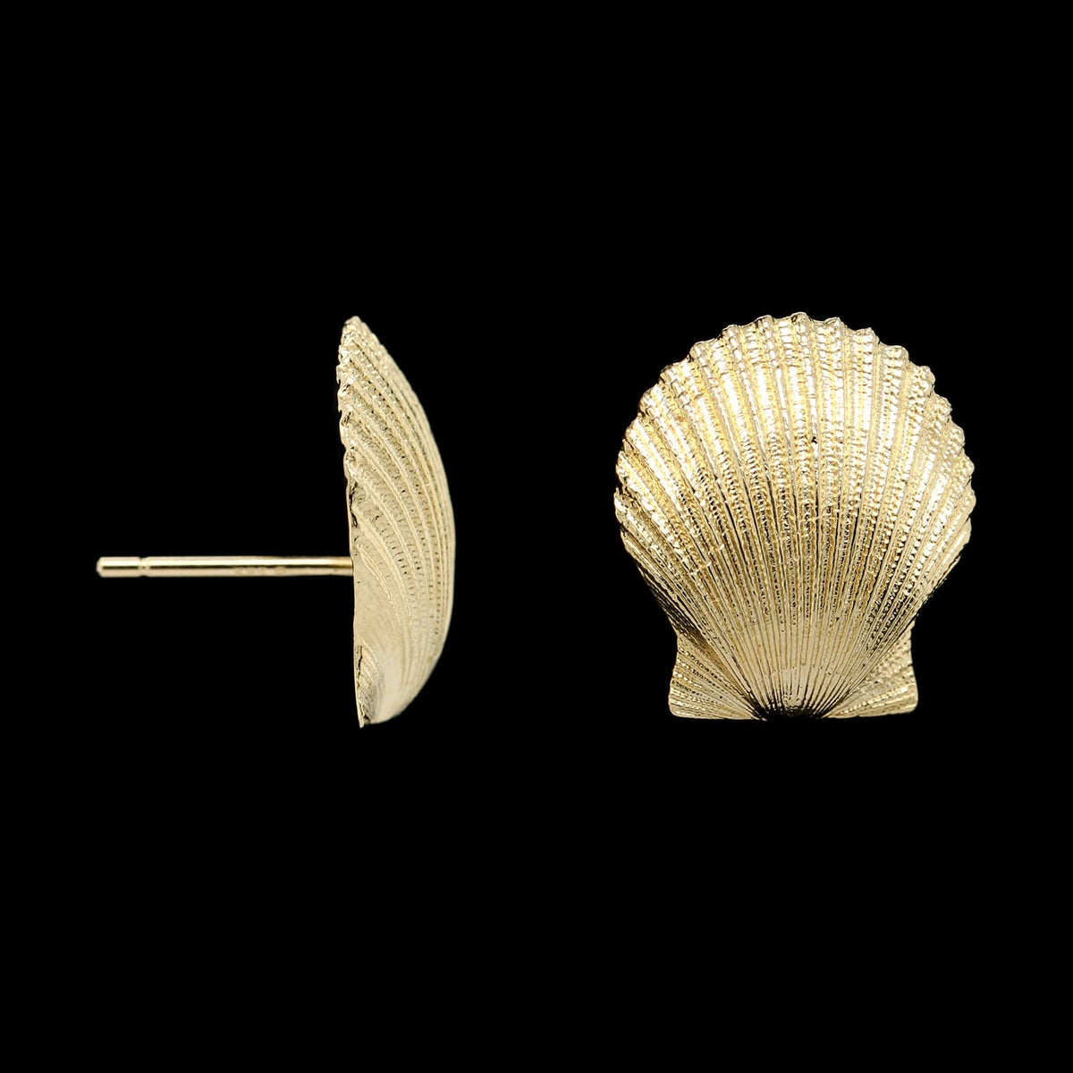 14K Yellow Gold Estate Shell Earrings
