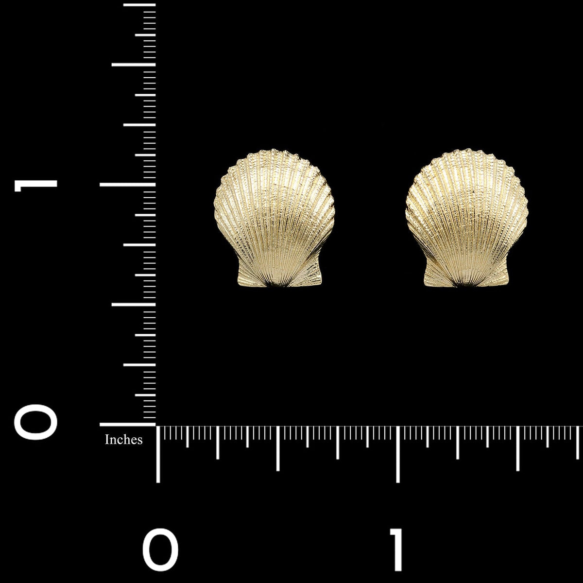14K Yellow Gold Estate Shell Earrings