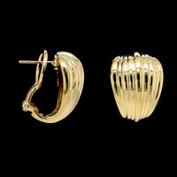 18K Yellow Gold Estate Ribbed Earrings