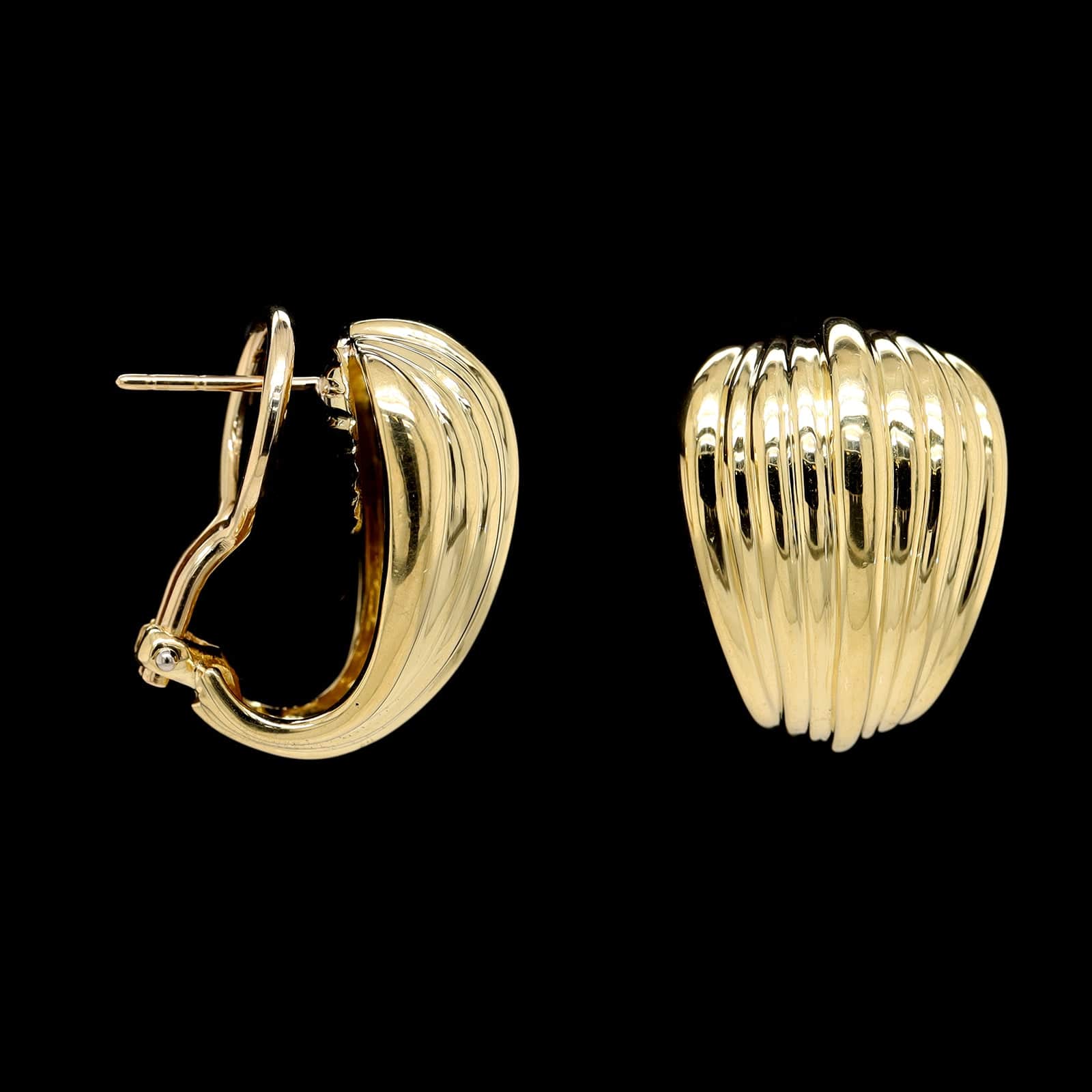 18K Yellow Gold Estate Ribbed Earrings