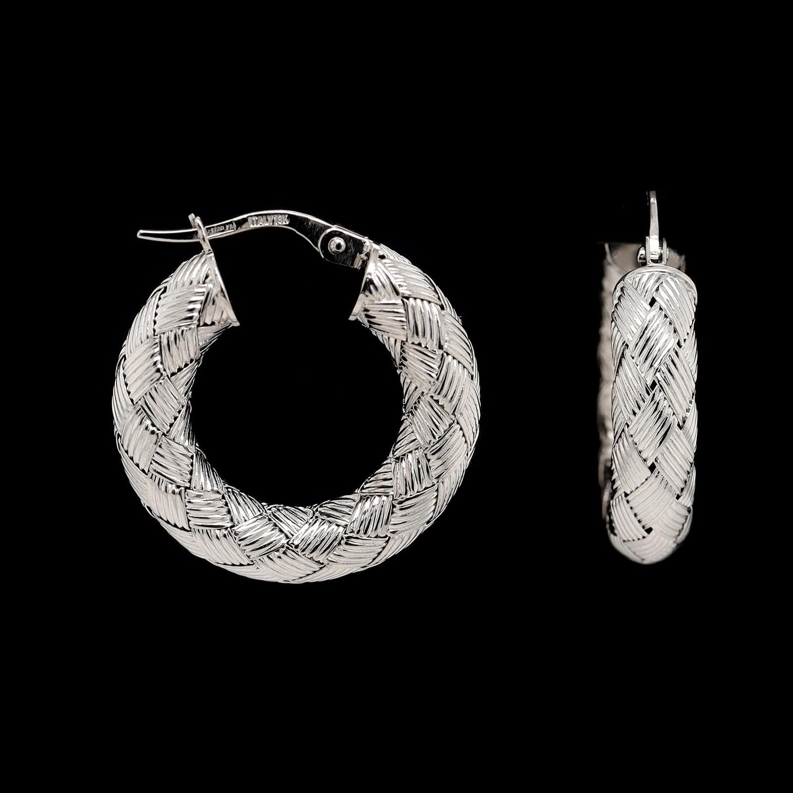 Roberto Coin 18K White Gold Woven Hoop