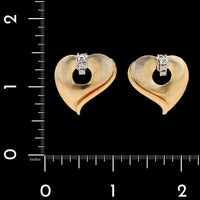 Retro 14K Yellow Gold Estate Diamond Heart Earrings