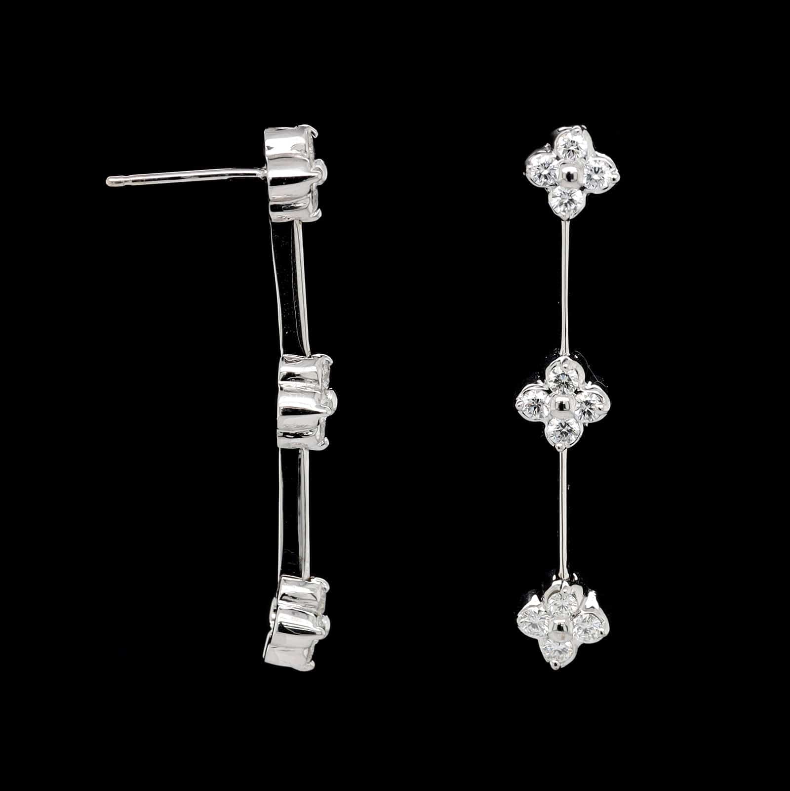 14K White Gold Estate Diamond Earrings