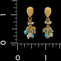 22K Yellow Gold Estate Colored Bead Earrings
