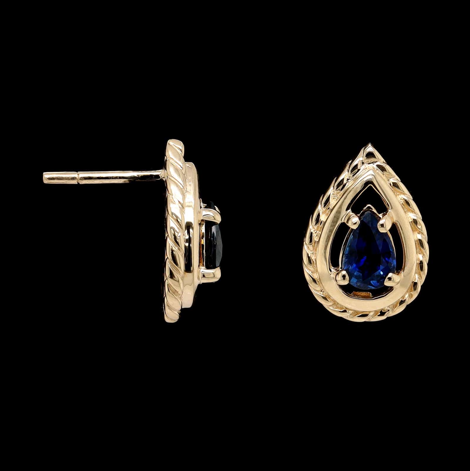 14K Yellow Gold Estate Sapphire Stud Earrings