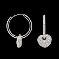 Leo Pizzo 18K White Gold Pave Diamond Hoop Earrings