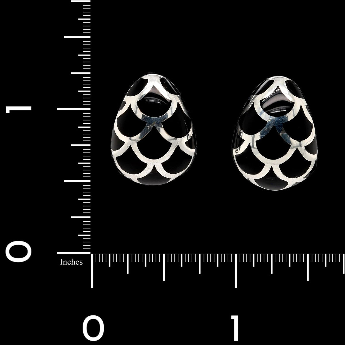 John Hardy Sterling Silver Estate Naga Black Enamel Earrings