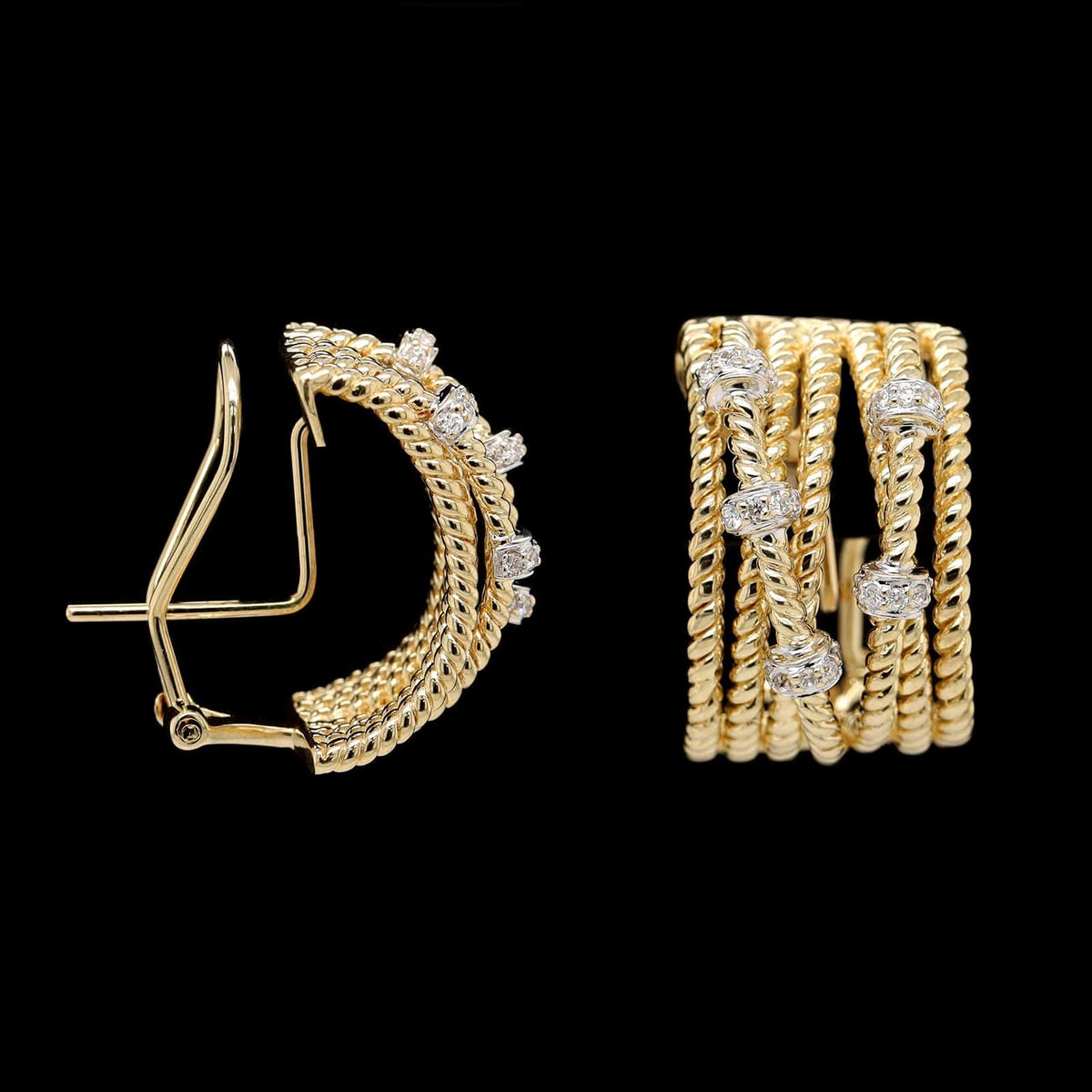 14K Yellow Gold Estate Diamond Ropetwist Earrings
