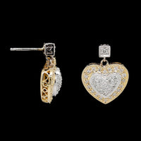 14K Two-tone Gold Estate Diamond Heart Earrings
