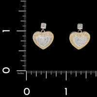 14K Two-tone Gold Estate Diamond Heart Earrings