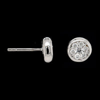 14K White Gold Estate Diamond Cluster Earrings