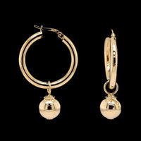 14K Yellow Gold Estate Hoop Earrings with Removable Ball Drop