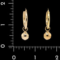 14K Yellow Gold Estate Hoop Earrings with Removable Ball Drop