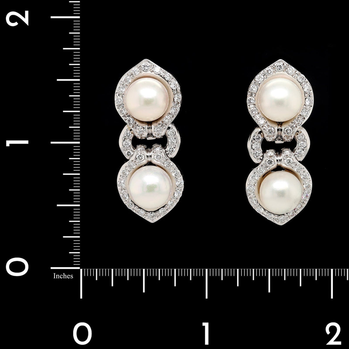 Faraone 18K White Gold Estate Cultured Pearl and Diamond Earrings