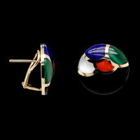 Asch Grossbardt 14K Yellow Gold Estate Inlay Earrings