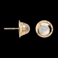 14K Yellow Gold Estate Moonstone Studs
