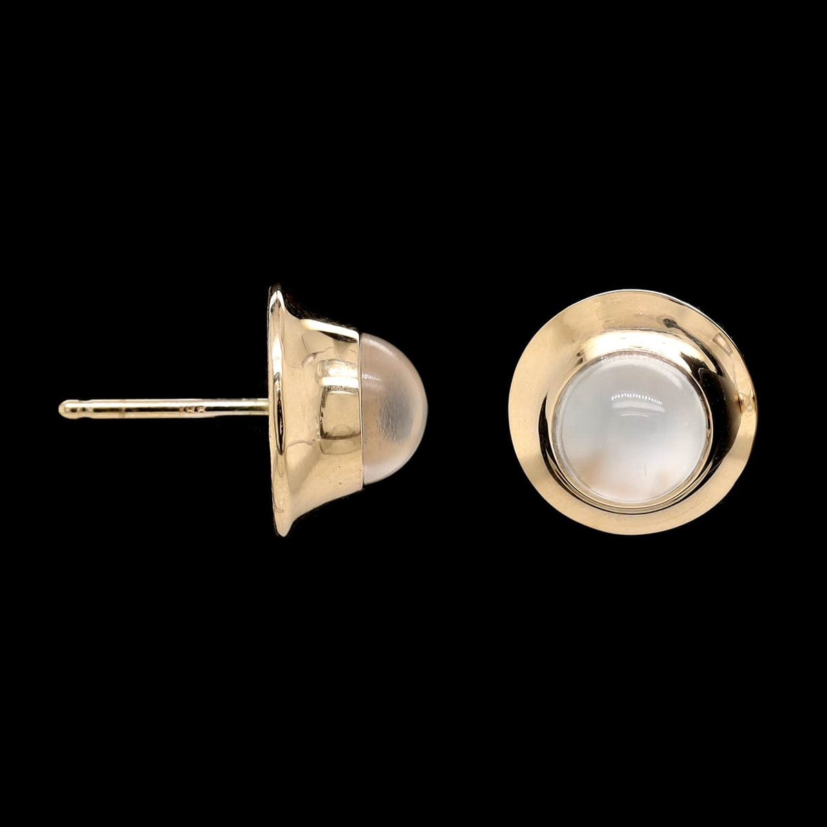 14K Yellow Gold Estate Moonstone Studs