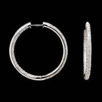 18K White Gold Estate Inside Out Diamond Hoop Earrings