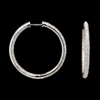18K White Gold Estate Inside Out Diamond Hoop Earrings