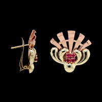 M.C. Mossalone Retro 14K Yellow and Rose Gold Ruby Earrings