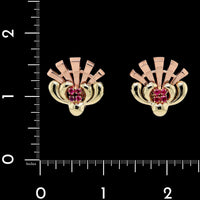 M.C. Mossalone Retro 14K Yellow and Rose Gold Ruby Earrings