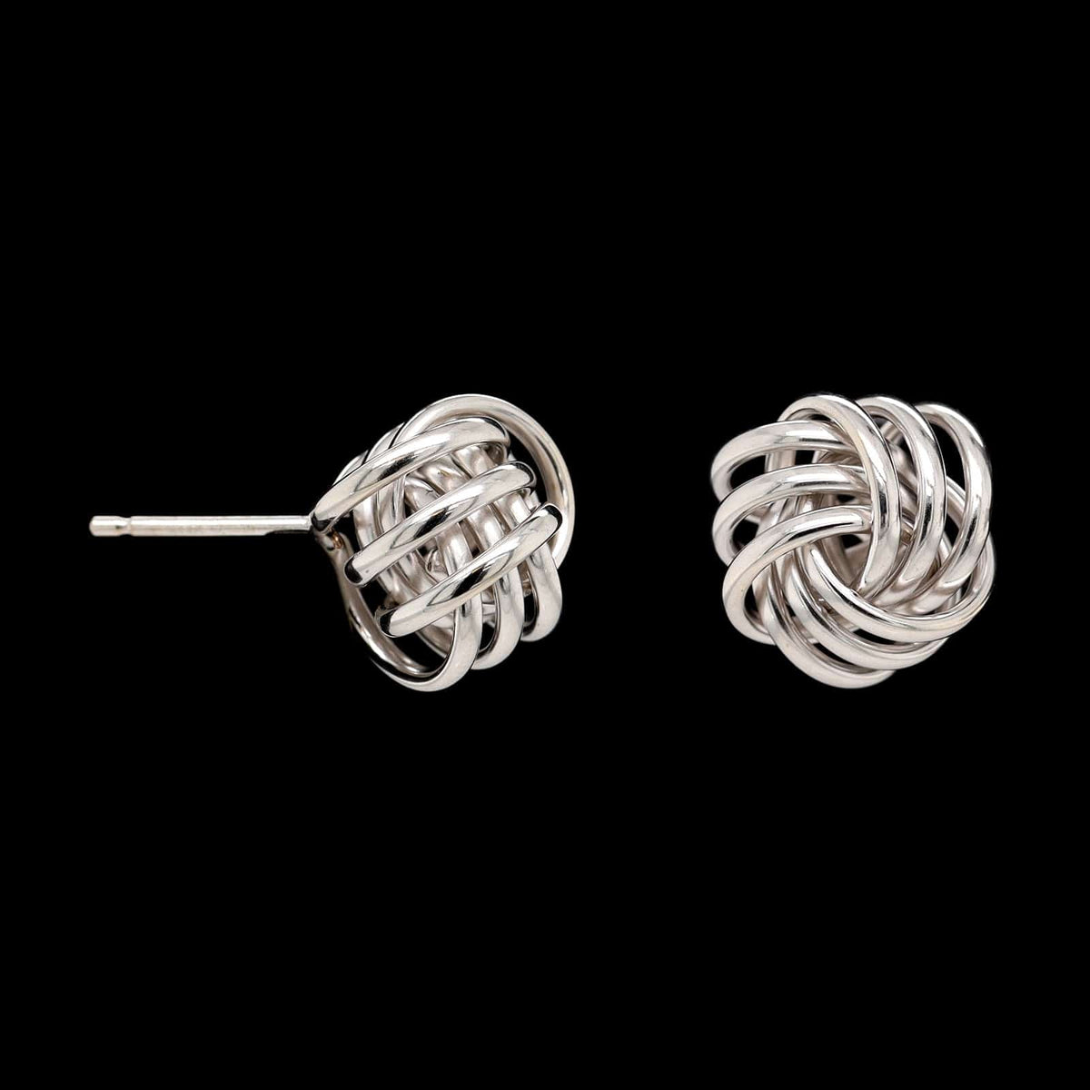 14K White Gold Estate Knot Earrings