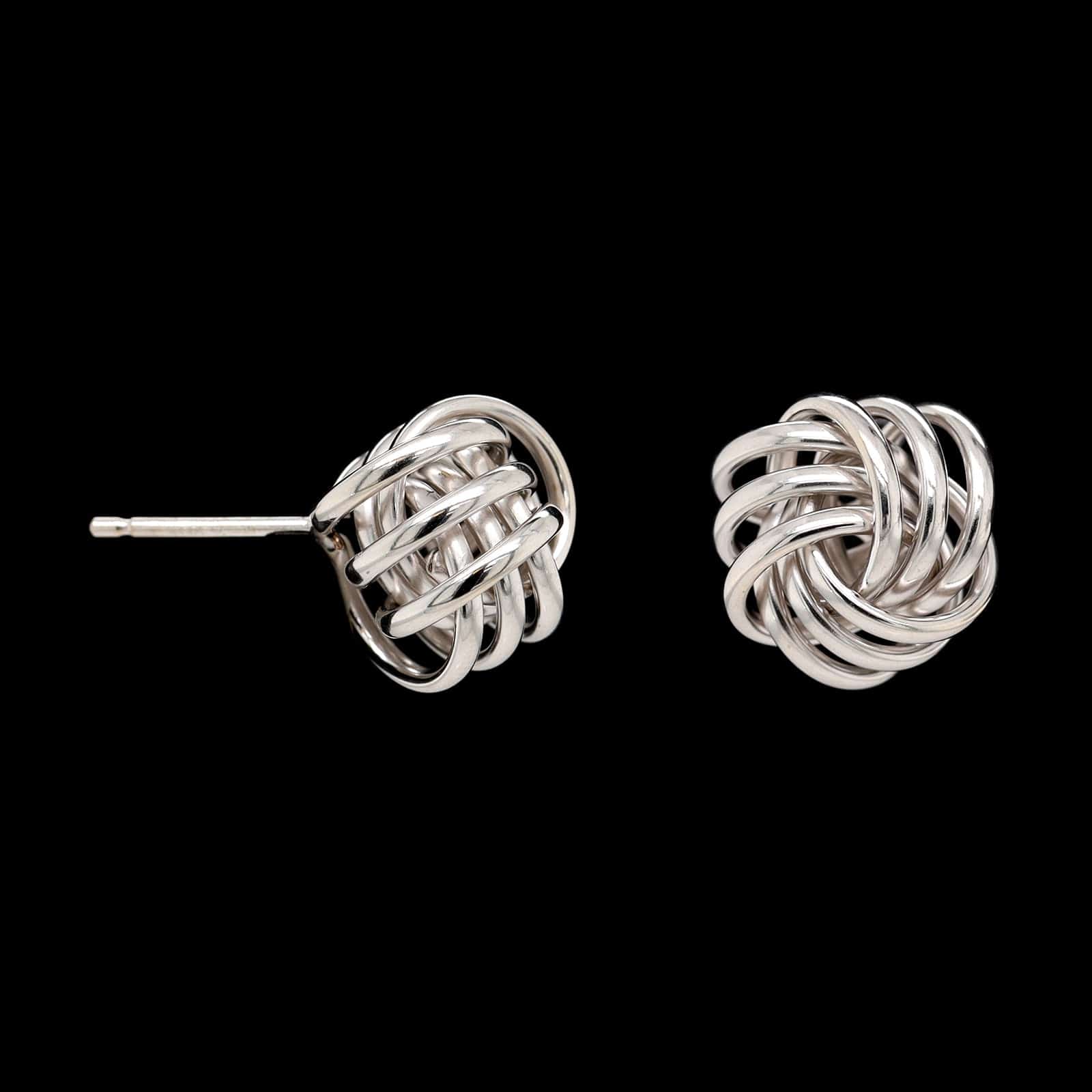 14K White Gold Estate Knot Earrings